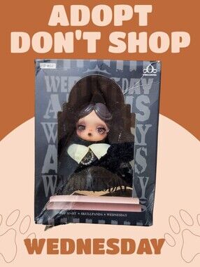 Pop Mart Skullpanda Wednesday Doll – Black with Cream Collar